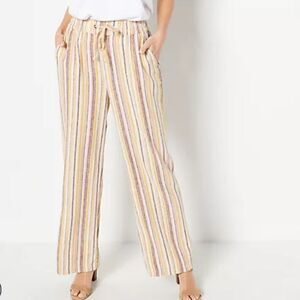 NWOT Naturals Denim & Co Linen Mix pants Sz XS